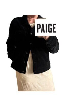 PAIGE Black Velveteen Jean style Jacket size Large